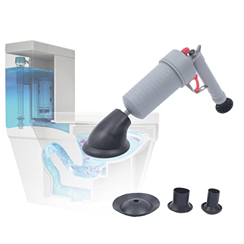 LyeXD Toilet Plunger, High-Pressure Air Drain Blaster Plunge Toilet Sink Pipe Clog Remover, Multi-drain Unclogger Air Drain Blaster Gun with 4 Suckers, Sink Plunger for Toilet Bathroom, Sink