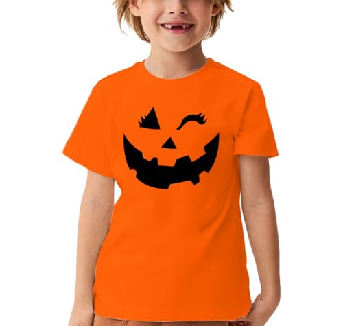 Boys Girls Halloween Shirt Winking Pumpkin Face T-Shirt Childrens Toddler Cute Halloween Trick Or Treat Shirts2