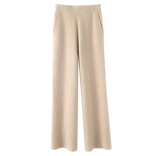 Generisch - Pantalones de punto para mujer invierno forrados, con cintura elástica, de pierna ancha, de cintura alta, de invierno, joggers, pantalones de sudadera, pantalones de felpa térmicos, para