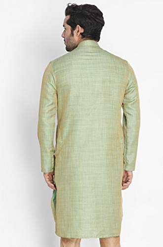 Image of VASTRAMAY Men's Beige Cotton Silk Blend Kurta
