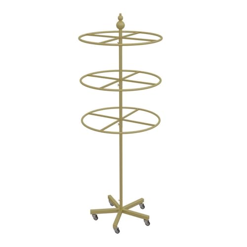 Perchero redondo de 3 niveles, soporte de exhibición giratorio de 360° con 5 ruedas para tiendas minoristas, boutiques y armarios domésticos