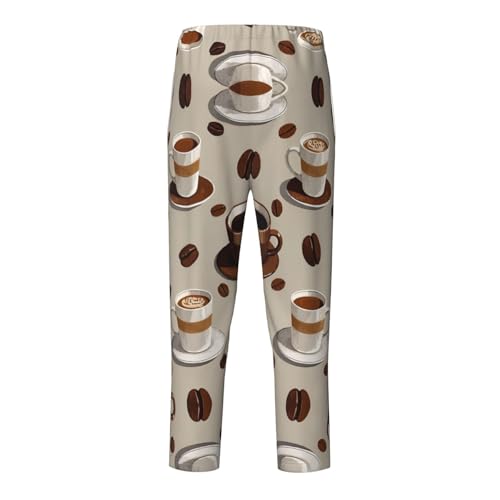 Pajama Pants Pajama Bottoms with Elastic Waistband Sleepwear Lounge PantsRetro Coffee Mug Coffee Bean2