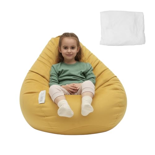 Tusrai Bean Bag Cover, Pear Style, Mustard Yellow, Medium