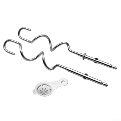 Axorafow Stainless Steel Mixer Parts Set with Dough Hook and Mixing Paddle for Kenwood Handheld Mixers - Ideal for Kitchen Baking (E*2)