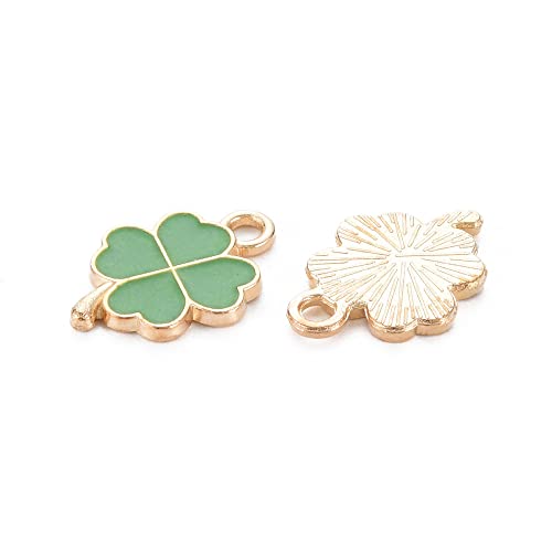 Airssory 100 Pcs Enamel Clover Shaped Charms Floral Lucky Four Leaf Green Clover Charms for DIY Earring Necklace Jewelry Supplies and Crafts Making - Image 3