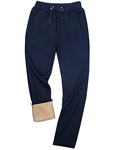 Yeokou Mens Winter Warm Sherpa Lined Active Thermal Jogger Fleece Sweatpants Pant