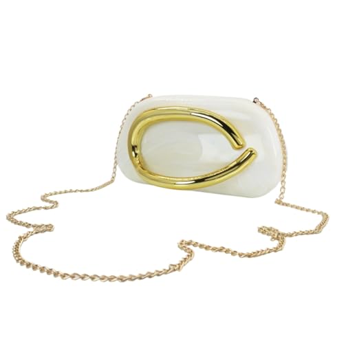 Image of Women Evening Clutch Purse Metal Handle Acrylic Purse Unique Shoulder Bag Causal Handbags for Bride Party Wedding