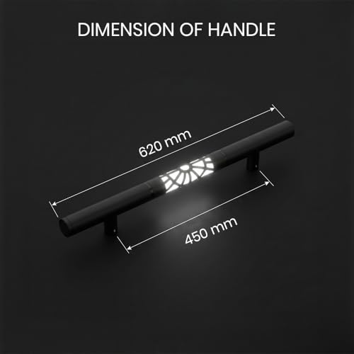 Image of Luxury LED Main Door Handle with Sensor Touch | 24 Inch Pull Push Handle for Home, Office, Hotel & Villa | Black Finish Stainless Steel Door Handle | 450mm Hole to Hole - Pack of 1