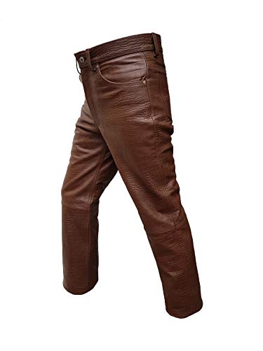 Mens Real Brown Alligator/Crocodile Print Leather 501 Style Jeans Pants Trouser Bikers Club3