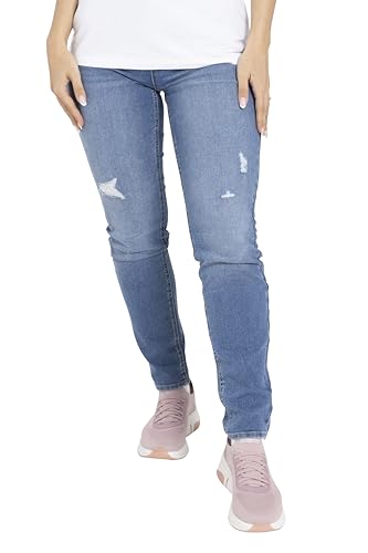 westAce Womens Jeans Skinny Stretch Trousers Slim Fit Mid Waist Supper Flex 5 Pockets Rise Pull On Straight Leg Cotton Smart Casual Ladies Denim Jeans Pants All Waist Size 08 to 20 (Light Blue, 18)