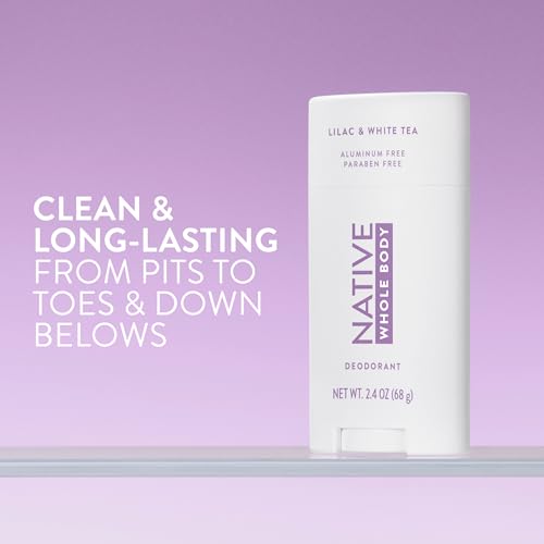 Image of Native Whole Body Deodorant, Lilac & White Tea Scent, 72 Hour Odor Protection for Pits, Privates & More, Aluminum Free Deodorant for Men & Women with Coconut Oil & Shea Butter, 2.3oz