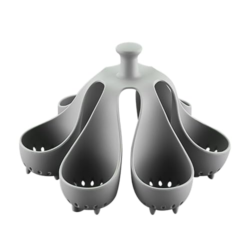 Eggs Boiler Rack, 6-Slots Silicone Egg Cooker with Anti-Scald Handle, Poached Egg Maker for Making Soft or Hard Boiled Eggs