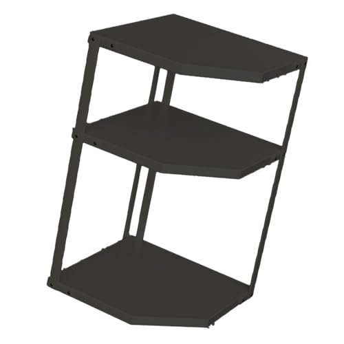 Tyenaza Kitchen Small Corner Shelf Rack, Fan Shaped Space Saving Stable Carbon Steel Cookware Stand for Pots Pans (3 Layer Black) - Image 5