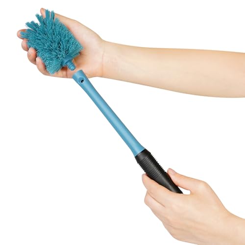 Image of MOSOLAN 2-in-1 Water Bottle Brush and Straw Cleaner Brush, Long Handle Scrub Brush with Replaceable Head for Water Bottles, Glasswares, Mugs, Flasks, Tumblers and Kitchen Sink, Smokey Blue, 1 Pack