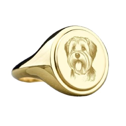 Chevalière Dandie Dinmount Terrier en argent 925 massif et finitions plaqué or