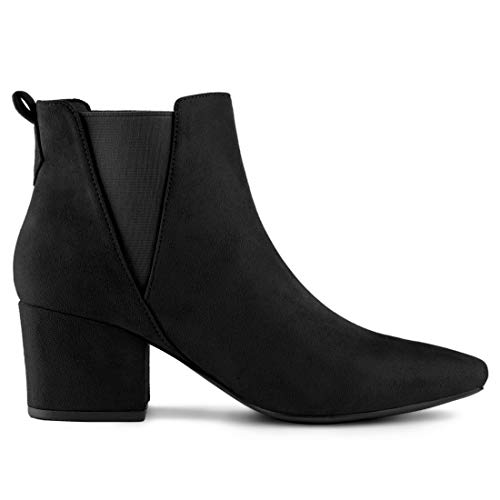 Allegra K Women's Pointed Toe Block Heel Ankle Black Chelsea Boots 5.5 M US