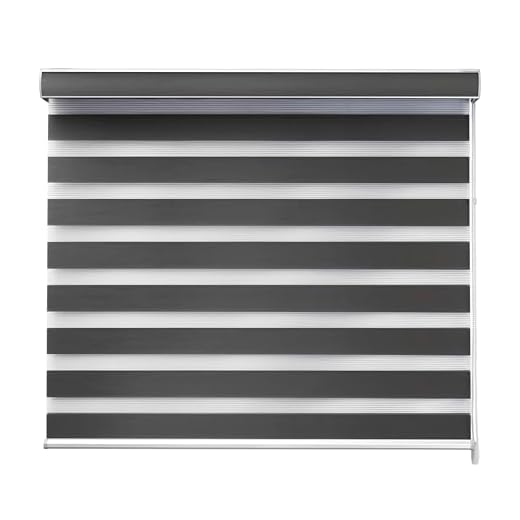 DecoKing Persiana para Ventana Sheer Elegance Enrollable Horizontal 100cm Ancho x 180cm Alto Alto Hecha en México Dark Grey Estilo Moderno Doble Vista Ideal para Uso en Interiores: Cocina, Recamara