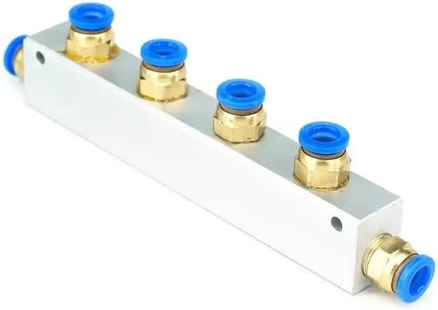 Compatible Fit Tube O.D 8mm 4 Ways Pneumatic Air Manifold Block Splitter with Coupler