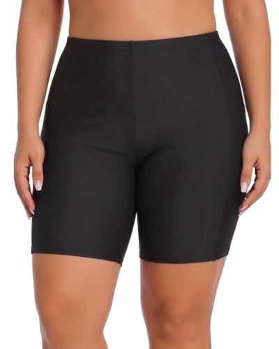 Aqua Eve Plus Size Swim Shorts Women Tummy Control Swimsuit Bottoms High Waisted Bikini Bottom Black 18 Plus