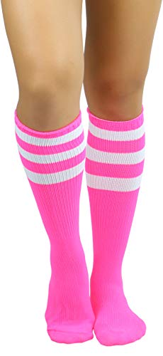 Image of ToBeInStyle Women's Premium Below Knee Athletic Socks w /Contrasting Wide Stripes