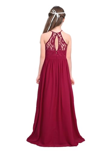 JEYPINMI Kids Girls Sleeveless Floral Lace Wedding Flower Girls Dress Dance Party Pageant Maxi Gown2