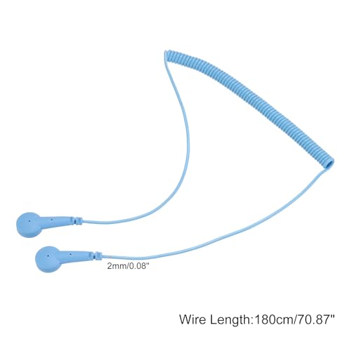 Image of MECCANIXITY ESD Grounding Cable Cord 180cm /71 Inch Long,Anti-Static Ground Wire Cable Double Buckle for Eliminate Conductor Electrostatic,Pack of 1(Blue)