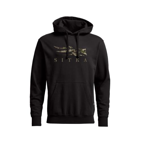 SITKA Icon Optifade Pullover Hoodie - Everyday Mens Sweatshirt Black SA X-Large