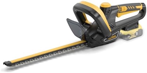 IEBUDA Hedge Trimmer for Dewalt 20V Battery, Cordless Electric Hedge Trimmer with 22'' Dual-Action Blade, 1600RPM, 3/5'' Cutting Width, Rotating Handle & Dual Switch Design, YELLOW, CHT001