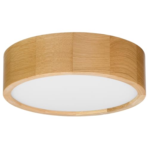 STOLARNIA PIKA Deckenlampe Eiche - Rund Modern Holzlampe 1xE27 (27 cm) - Deckenleuchte Holz - Natur Lampe für Schlafzimmer, Wohnzimmer, Flur, Küche - Stilvolles Design Eichenholz - LEJA 30 cm