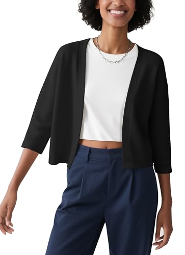 Urban CoCo Women's Lightweight 3/4 Sleeve Cropped Cardigan Casual Open Front Summer Cover Up3