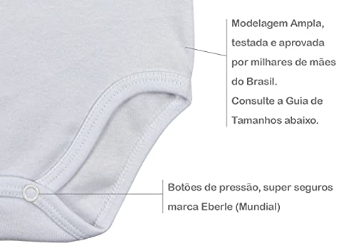 Kit 3 Body Bebê Suedine Manga Longa Básico - Branco P