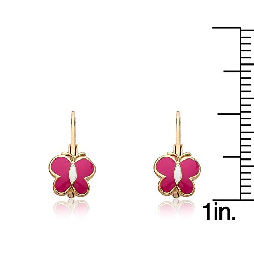Kids Earrings -14k Gold Plated Enamel Butterfly Earrings - Hypoallergenic and Nickel Free For Sensitive Ears3
