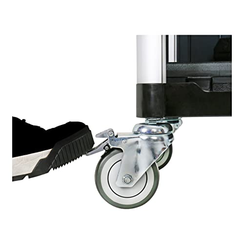 Foto von STIER Servierwagen, mit 3 Etagen, Schiebegriffe auf beiden Seiten, LxBxH 850x480x1000 mm, Tragkraft 150 kg, 4 Lenkrollen, 2 Davon feststellbar, Etagenwagen, Schiebewagen, schwarz