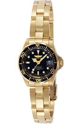 Invicta Pro Diver Orologio da Donna in acciaio inossidabile con movimento Quarzo - 24mm, Oro / Nero