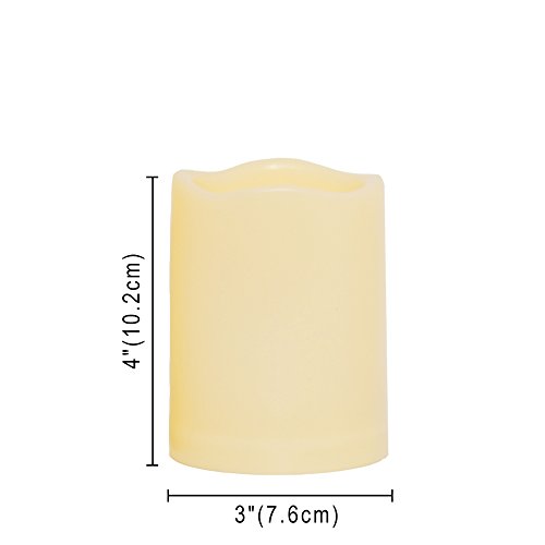 Image of 2 PCS 3 inch x4 inch Waterproof Outdoor Battery Operated Flameless LED Pillar Candles with Timer Flickering Plastic Resin Electric Decorative Light for Lantern Patio Garden Home Decor Party Wedding Decoration