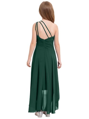 Sywiyi Kids Flower Girls Beaded Ruched Pageant Dress Junior Bridesmaid Gown One Shoulder High Low Gowns4