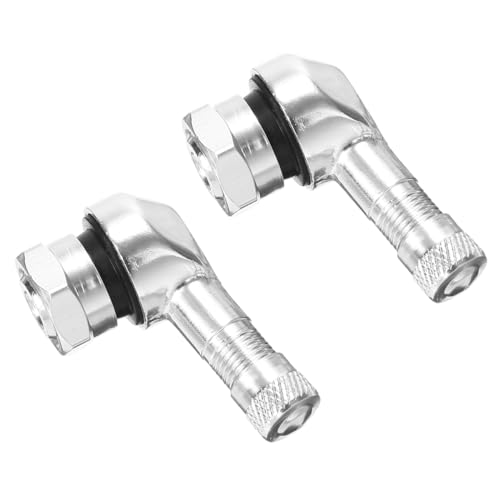 JNNJ 2 Pcs De Vástago De Válvula De Neumático De 90 Grados, Válvula Angular para Motocicleta Aluminio, Universal Motocicleta Ruedas De Aluminio Vástago De Válvula De Neumático Tapas 11.3mm(Plata)