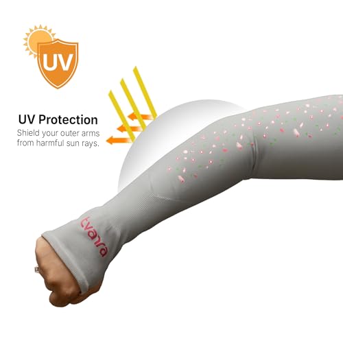 Image of TVARRA Anti-Tan Fingerless Arm Sleeves for Women|UV Protection Hand Cover Sleeves for Bike Riding, Running & Outdoor Use,Dust & Summer Protection Arm Sleeves