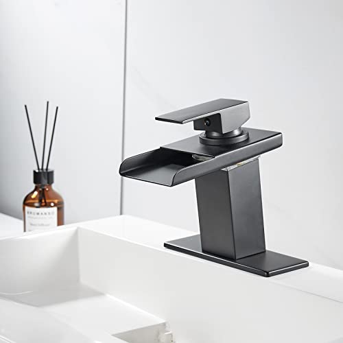 Robinet cascade LED de lavabo laiton noir résout éclaboussures eau chaude froide