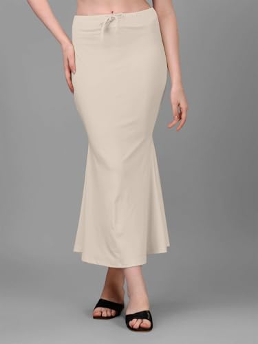 Image of Women's Saree Shapewear Petticoat, Cotton Blend Stretchable Mermaid Skirt, High Waist Tummy Control, Smooth Curve Fit with Adjustable Drawstring