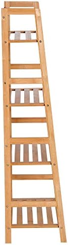 HOMCOM Bookshelf Unit Shelving 4 Tiers, Ladder Shelf, DIY Plant Shelving Stand, 48cmx31.5cmx120cm, Bamboo