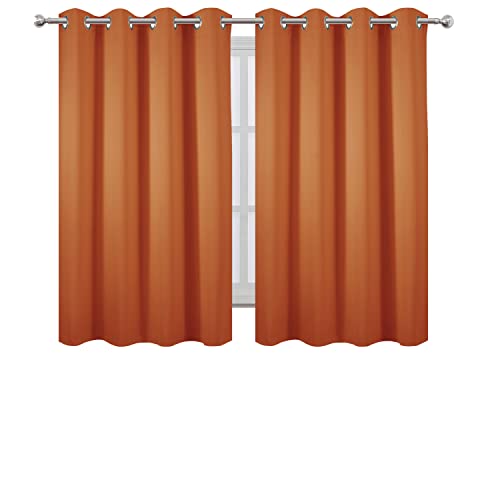 Image of LEMOMO Orange Blackout Curtains 52 x 54 Inch Length /Set of 2 Curtain Panels /Thermal Insulated Room Darkening Blackout Curtains for Bedroom