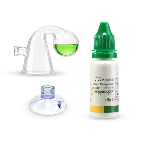 Novique CO2 Glass Drop Checker Aquatic CO2 Test Monitor Kit for Fish Tank Planted Aquarium with Solution & Suction Cups