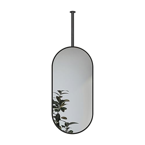 Miroir ovale noir suspendu plafond pour porche et entrée accueillante et lumineuse