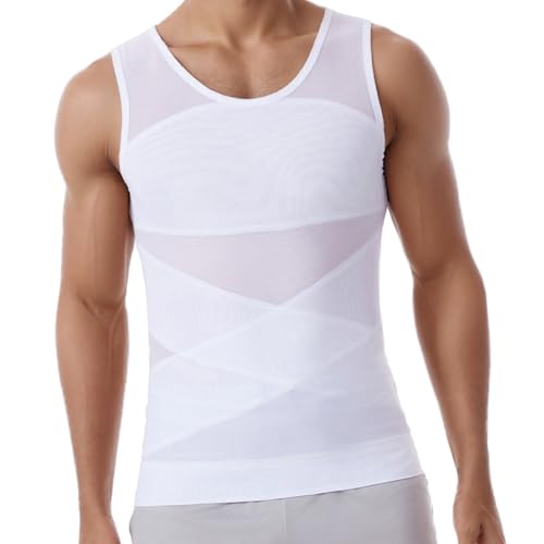 KASFDBMO Camisa de compresión portátil para hombre, diseño fácil y plegable, sin costuras, ideal para viajes y aventuras al aire libre, compresiones transpirables, blanco, L