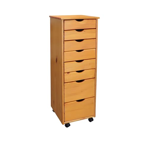 image for Jela-USA Jela Solid Wood 6+2 Drawer Roll Cart in Med Pine - Modern/Con