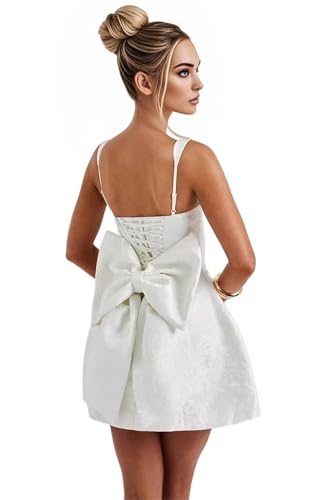 Jacquard Satin Short Homecoming Dresses for Teens with Bow 2025 Square Neck A-line Floral Cocktail Dress with Pockets2