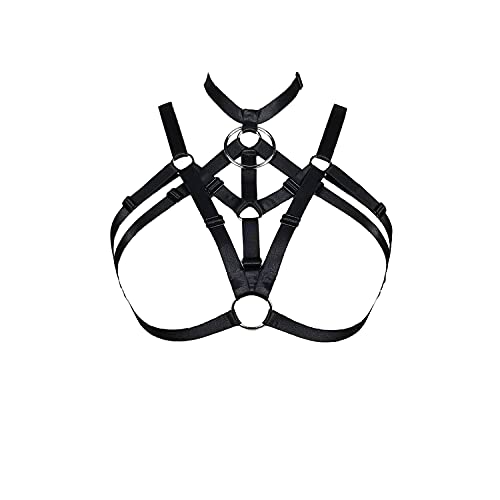 Jelinda Body Harness für Damen: Sexy Frauen Harness Cage Bra Open Cup BH Punk Gothic Style Strappy Bralette