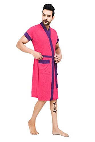 Image of Terry Men Bath robe Fit Upto 42 inches chest - Rani Purple