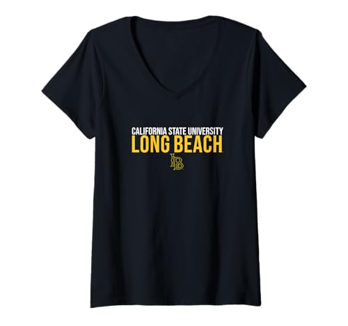 Womens Cal State Long Beach CSULB Stacked V-Neck T-Shirt